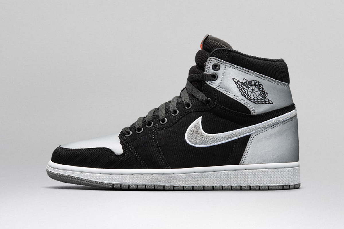 black and white and silver jordan 1